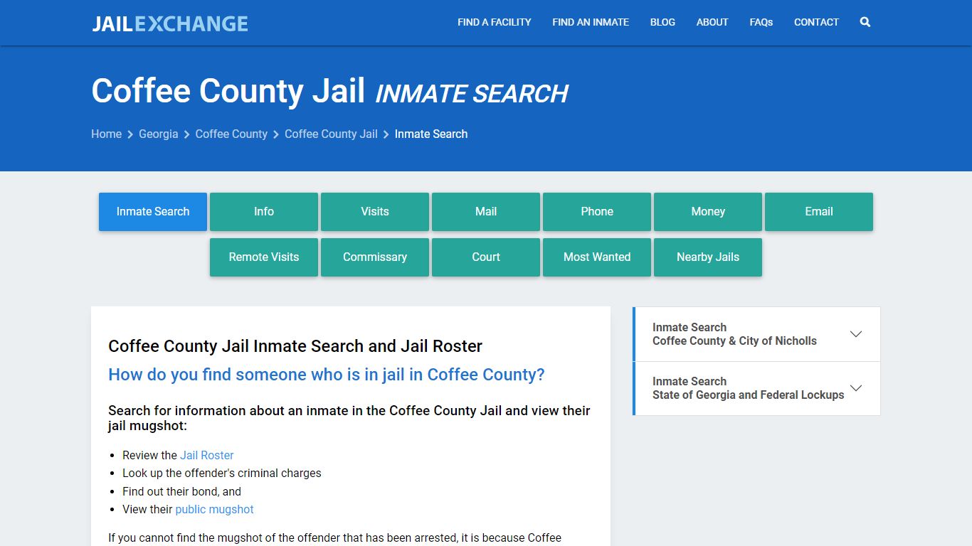 Inmate Search: Roster & Mugshots - Coffee County Jail, GA